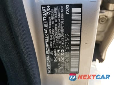 Zdjęcie 12 z 12 samochodu: 2005 MERCEDES-BENZ C 230K SPORT SEDAN VIN:WDBRF40J65F672542 - miniatura