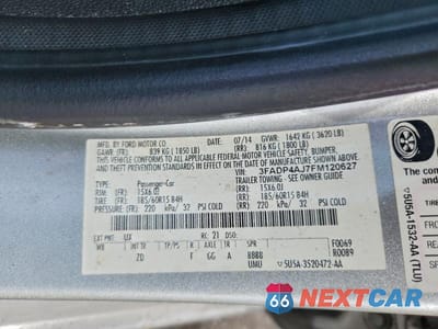 Zdjęcie 12 z 12 samochodu: 2015 FORD FIESTA S VIN:3FADP4AJ7FM120627 - miniatura