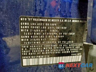 Zdjęcie 13 z 13 samochodu: 2023 VOLKSWAGEN TAOS S VIN:3VVCX7B21PM361214 - miniatura