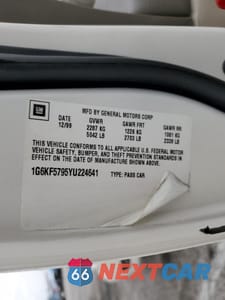 Zdjęcie 12 z 14 samochodu: 2000 CADILLAC DEVILLE DTS VIN:1G6KF5795YU224641 - miniatura