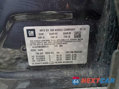 Zdjęcie 12 z 12 samochodu: 2016 BUICK ENCORE CONVENIENCE VIN:KL4CJFSBXGB656131 - miniatura