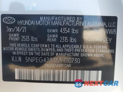 Zdjęcie 13 z 13 samochodu: 2021 HYUNDAI SONATA SE VIN:5NPEG4JA3MH110730 - miniatura