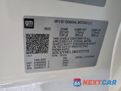 Zdjęcie 12 z 12 samochodu: 2021 CHEVROLET SILVERADO K1500 HIGH COUNTRY VIN:1GCUYHEL1MZ377773 - miniatura