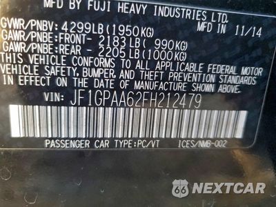 Zdjęcie 14 z 14 samochodu: 2015 SUBARU IMPREZA VIN:JF1GPAA62FH212479 - miniatura