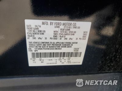 Zdjęcie 13 z 15 samochodu: 2016 FORD EXPLORER XLT VIN:1FM5K7DH6GGC98303 - miniatura