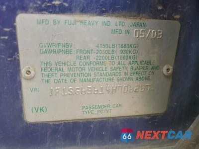 Zdjęcie 12 z 14 samochodu: 2004 SUBARU FORESTER 2.5X VIN:JF1SG63614H706267 - miniatura