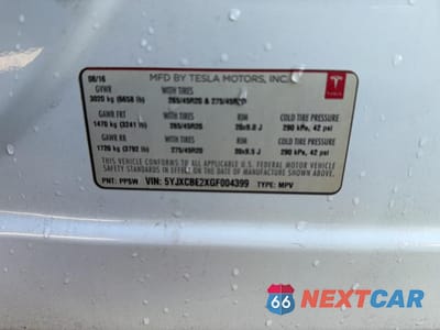 Zdjęcie 10 z 10 samochodu: 2016 TESLA MODEL X VIN:5YJXCBE2XGF004399 - miniatura