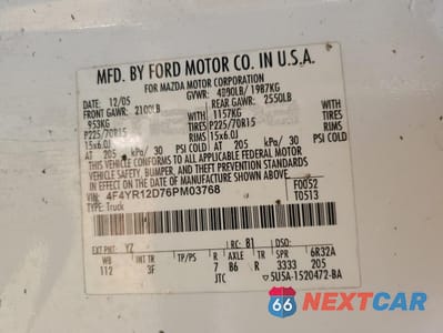 Zdjęcie 12 z 12 samochodu: 2006 MAZDA B2300 VIN:4F4YR12D76PM03768 - miniatura