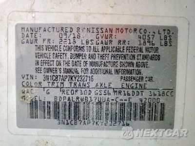 Zdjęcie 13 z 13 samochodu: 2019 NISSAN SENTRA SR TURBO VIN:3N1CB7AP7KY232716 - miniatura