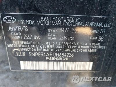 Zdjęcie 12 z 15 samochodu: 2018 HYUNDAI SONATA SPORT VIN:5NPE34AF1JH684228 - miniatura