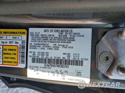 Zdjęcie 13 z 16 samochodu: 2019 FORD FUSION SE VIN:3FA6P0HD7KR283101 - miniatura
