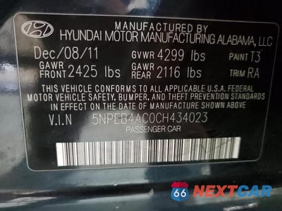 Zdjęcie 12 z 12 samochodu: 2012 HYUNDAI SONATA GLS VIN:5NPEB4AC0CH434023 - miniatura