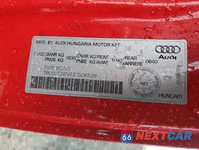 Zdjęcie 13 z 13 samochodu: 2003 AUDI TT QUATTRO VIN:TRUWT28N431006529 - miniatura