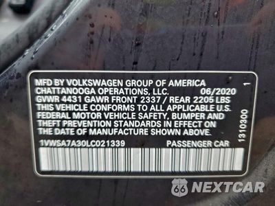 Zdjęcie 12 z 12 samochodu: 2020 VOLKSWAGEN PASSAT SE VIN:1VWSA7A30LC021339 - miniatura