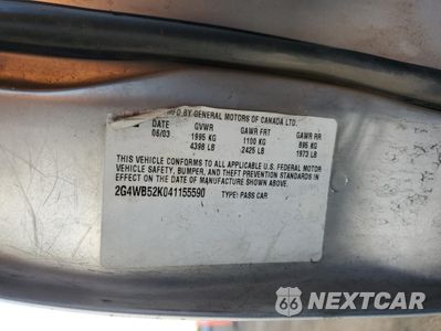 Zdjęcie 12 z 12 samochodu: 2004 BUICK REGAL LS VIN:2G4WB52K041155590 - miniatura