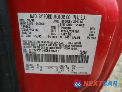 Zdjęcie 12 z 13 samochodu: 1999 FORD F250 SUPER DUTY VIN:1FTNX21L6XEB98361 - miniatura