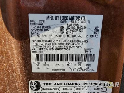 Zdjęcie 12 z 14 samochodu: 2011 FORD F150 SUPERCREW VIN:1FTEW1CM9BKD27934 - miniatura