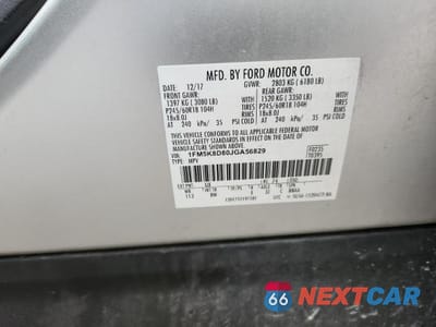 Zdjęcie 13 z 13 samochodu: 2018 FORD EXPLORER XLT VIN:1FM5K8D80JGA56829 - miniatura