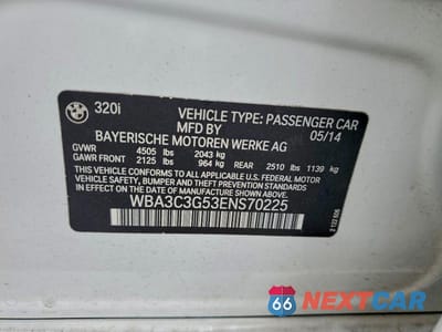 Zdjęcie 12 z 12 samochodu: 2014 BMW 320 I XDRIVE VIN:WBA3C3G53ENS70225 - miniatura