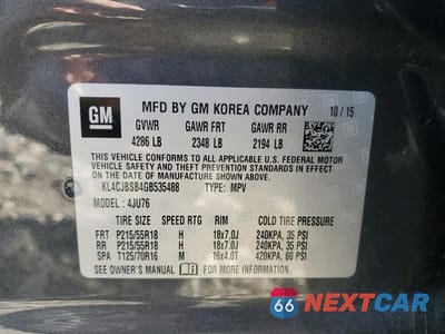 Zdjęcie 13 z 13 samochodu: 2016 BUICK ENCORE CONVENIENCE VIN:KL4CJBSB4GB535488 - miniatura