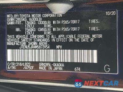 Zdjęcie 14 z 17 samochodu: 2021 TOYOTA 4RUNNER SR5/SR5 PREMIUM VIN:JTENU5JR4M5873954 - miniatura