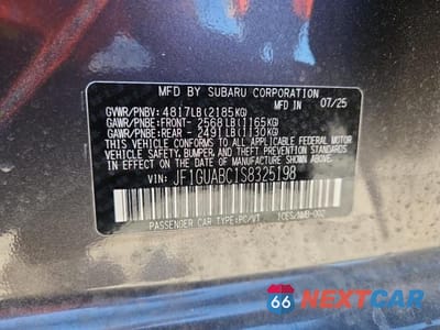 Zdjęcie 12 z 12 samochodu: 2025 SUBARU IMPREZA VIN:JF1GUABC1S8325198 - miniatura