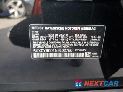 Zdjęcie 12 z 15 samochodu: 2022 BMW X6 XDRIVE40I VIN:5UXCY6C01N9L02760 - miniatura