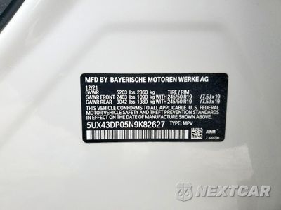 Zdjęcie 14 z 14 samochodu: 2022 BMW X3 SDRIVE30I VIN:5UX43DP05N9K82627 - miniatura