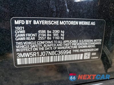Zdjęcie 12 z 12 samochodu: 2022 BMW 330I VIN:3MW5R1J07N8C36994 - miniatura
