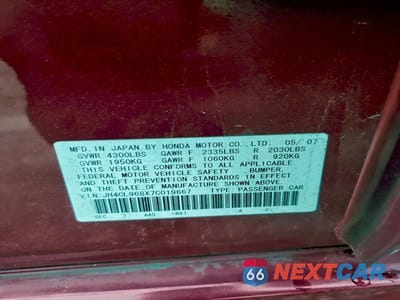 Zdjęcie 13 z 13 samochodu: 2007 ACURA TSX VIN:JH4CL968X7C019667 - miniatura