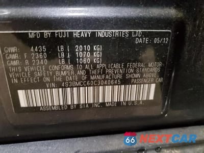 Zdjęcie 13 z 13 samochodu: 2012 SUBARU LEGACY 2.5I PREMIUM VIN:4S3BMCC60C3040645 - miniatura