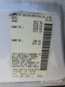 Zdjęcie 12 z 13 samochodu: 2016 NISSAN ALTIMA 2.5 VIN:1N4AL3AP7GN344503 - miniatura