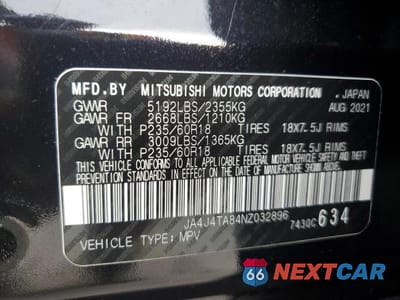 Zdjęcie 13 z 13 samochodu: 2022 MITSUBISHI OUTLANDER ES VIN:JA4J4TA84NZ032896 - miniatura