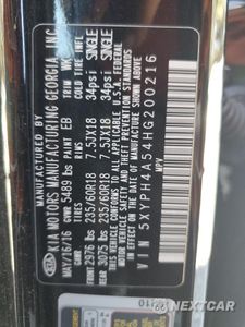 Zdjęcie 14 z 15 samochodu: 2017 KIA SORENTO EX VIN:5XYPH4A54HG200216 - miniatura