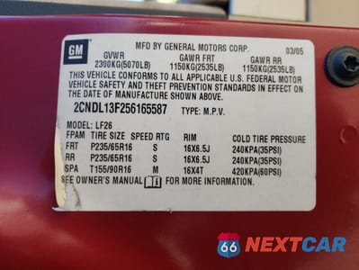 Zdjęcie 13 z 15 samochodu: 2005 CHEVROLET EQUINOX LS VIN:2CNDL13F256165587 - miniatura