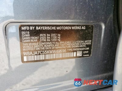 Zdjęcie 12 z 12 samochodu: 2019 BMW 530I XDRIVE SPORT VIN:WBAJA7C55KWW49596 - miniatura