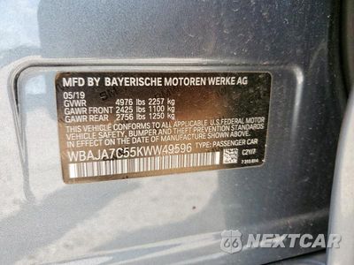 Zdjęcie 12 z 12 samochodu: 2019 BMW 530I XDRIVE SPORT VIN:WBAJA7C55KWW49596 - miniatura