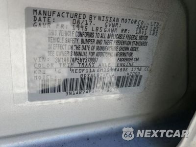 Zdjęcie 12 z 12 samochodu: 2017 NISSAN SENTRA S VIN:3N1AB7AP5HY378807 - miniatura