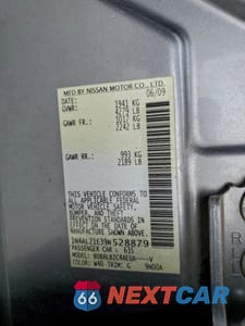 Zdjęcie 12 z 12 samochodu: 2009 NISSAN ALTIMA 2.5 VIN:1N4AL21E39N528879 - miniatura