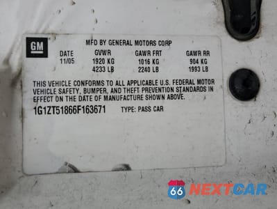 Zdjęcie 12 z 13 samochodu: 2006 CHEVROLET MALIBU LT VIN:1G1ZT51866F163671 - miniatura