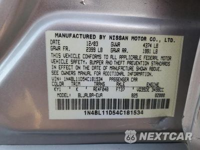 Zdjęcie 12 z 12 samochodu: 2004 NISSAN ALTIMA SE VIN:1N4BL11D54C181534 - miniatura