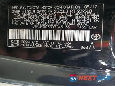 Zdjęcie 12 z 12 samochodu: 2013 TOYOTA SCION TC VIN:JTKJF5C73D3045133 - miniatura