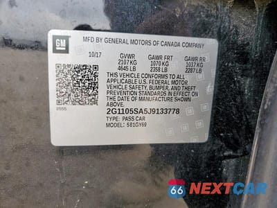 Zdjęcie 12 z 12 samochodu: 2018 CHEVROLET IMPALA LT VIN:2G1105SA5J9133778 - miniatura