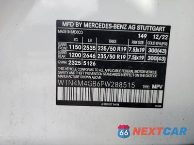 Zdjęcie 13 z 13 samochodu: 2023 MERCEDES-BENZ GLB 250 VIN:W1N4M4GB6PW288515 - miniatura