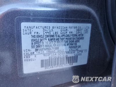 Zdjęcie 12 z 14 samochodu: 2013 NISSAN SENTRA S VIN:3N1AB7AP0DL711888 - miniatura
