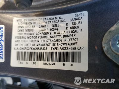 Zdjęcie 12 z 14 samochodu: 2016 HONDA CIVIC LX VIN:2HGFC2F5XGH536378 - miniatura