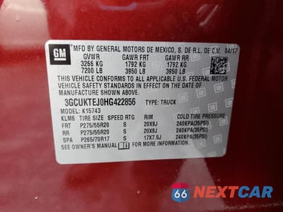 Zdjęcie 12 z 12 samochodu: 2017 CHEVROLET SILVERADO K1500 HIGH COUNTRY VIN:3GCUKTEJ0HG422856 - miniatura
