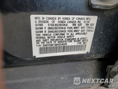 Zdjęcie 13 z 15 samochodu: 2005 ACURA MDX TOURING VIN:2HNYD18735H504005 - miniatura
