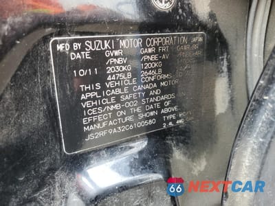 Zdjęcie 12 z 12 samochodu: 2012 SUZUKI KIZASHI SE VIN:JS2RF9A32C6100580 - miniatura