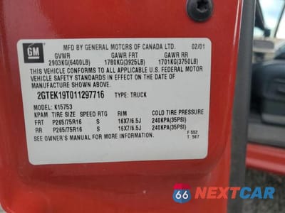 Zdjęcie 13 z 13 samochodu: 2001 GMC NEW SIERRA K1500 VIN:2GTEK19T011297716 - miniatura